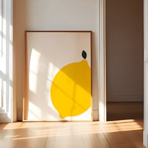 Lemon No. 2, Citrus Illustration Art, Modern Minimal Colorful Lemon Poster, Simple Fruit Market Print | Instant Download | Digital Design
