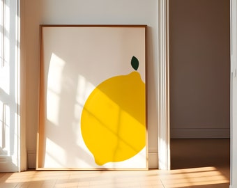 Lemon No. 2, Citrus Art, Lemon Poster, Simple Fruit Market Print | Instant Download | Digital Design