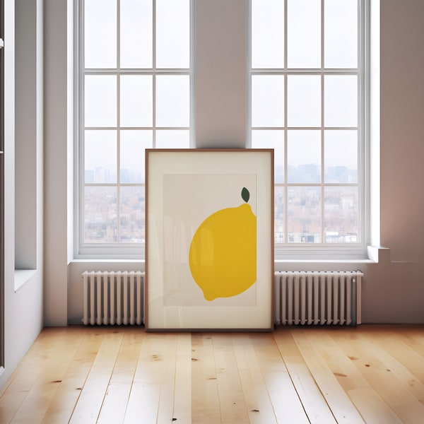 Lemon No. 2, Custom Sizes, Citrus Art, Lemon Poster, Simple Fruit Market Print | Instant Download | Digital Design