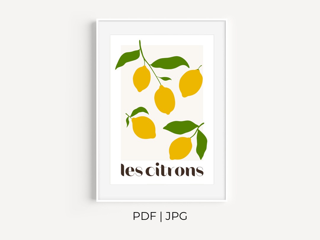 Les Citrons, Citrus Art, Lemon Poster, Simple Fruit Market Print ...