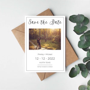 Katie Modern Picture Save the Date, Custom Digital Download, Editable Engagement Announcement, 5 x 7