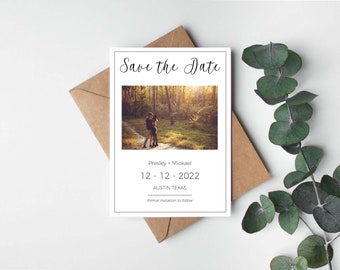 Katie Modern Picture Save the Date, Custom Digital Download, Editable Engagement Announcement, 5 x 7