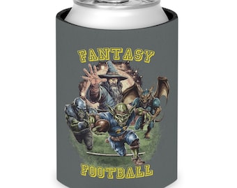 Real Fantasy Football Wizard Can Cooler coozie, stile Dnd fantasy football, fantasy football divertente, dungeons and dragons fantasy football