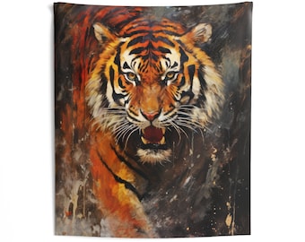 Growling Tiger Indoor Wall Tapestry
