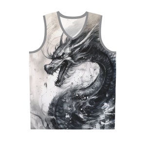 Ancient Dragon in Black Ink Basketball Jersey (all over print)