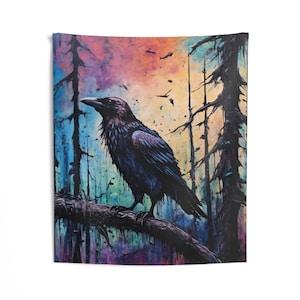 Raven in a Storm Indoor Wall Tapestries