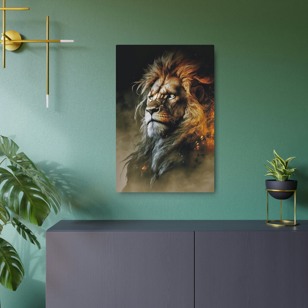 Stoic Majestic Lion Metal Art Sign Etsy