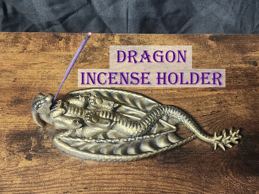 Dragon Incense Holder 3D Printer Faux Gold Antique Style Fantasy