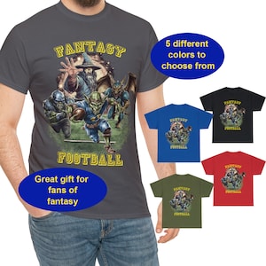 Real Fantasy Football Wizard Unisex Heavy Cotton Tee Dnd style fantasy football, funny dungeons and dragons fantasy football