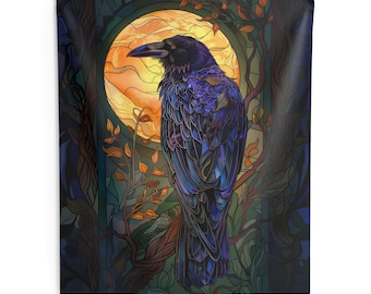Beautiful Raven in a Forest Indoor Wall Tapestry - multiple sizes available - unique gothic fantasy  wall art