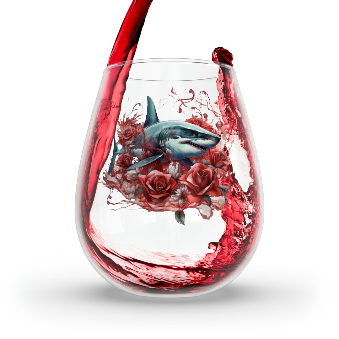 Sharks And Roses Shark and Roses Stemless Wine Glass, 11.75oz Beautiful and Bloody ...