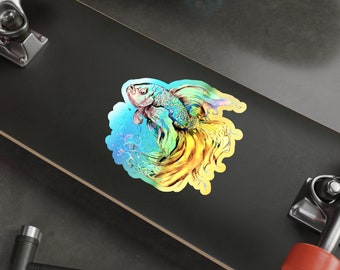 Colorful Rainbow Betta Fish Holographic Die-cut Sticker