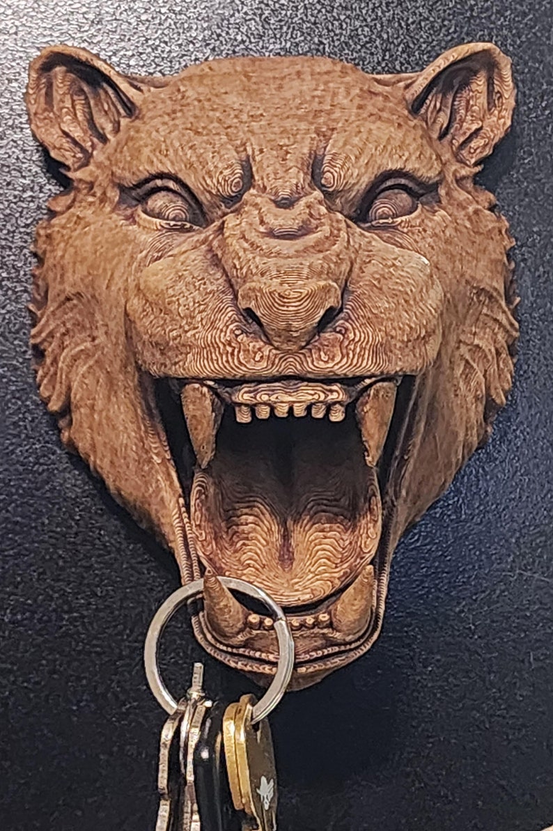 Stylish Faux Wood Tiger Face Key Ring And/or Towel Holder Etsy