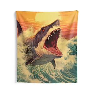 Biting Great White Shark Indoor Wall tapestry