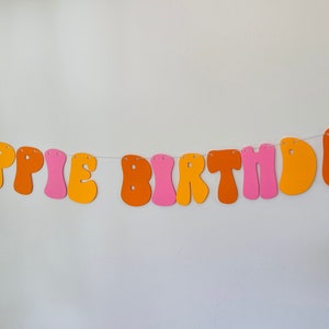 Hippie Birthday Banner | Two Groovy Banner  | 70s Birthday Banner | Seventies Birthday | Flower Power Birthday | Too Groovy | Funky Birthday