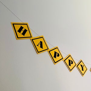 Banner de feliz cumpleaños de construcción / Banner de feliz cumpleaños de rendimiento / Letrero de construcción / Decoraciones para fiestas de construcción / Cumpleaños de niño