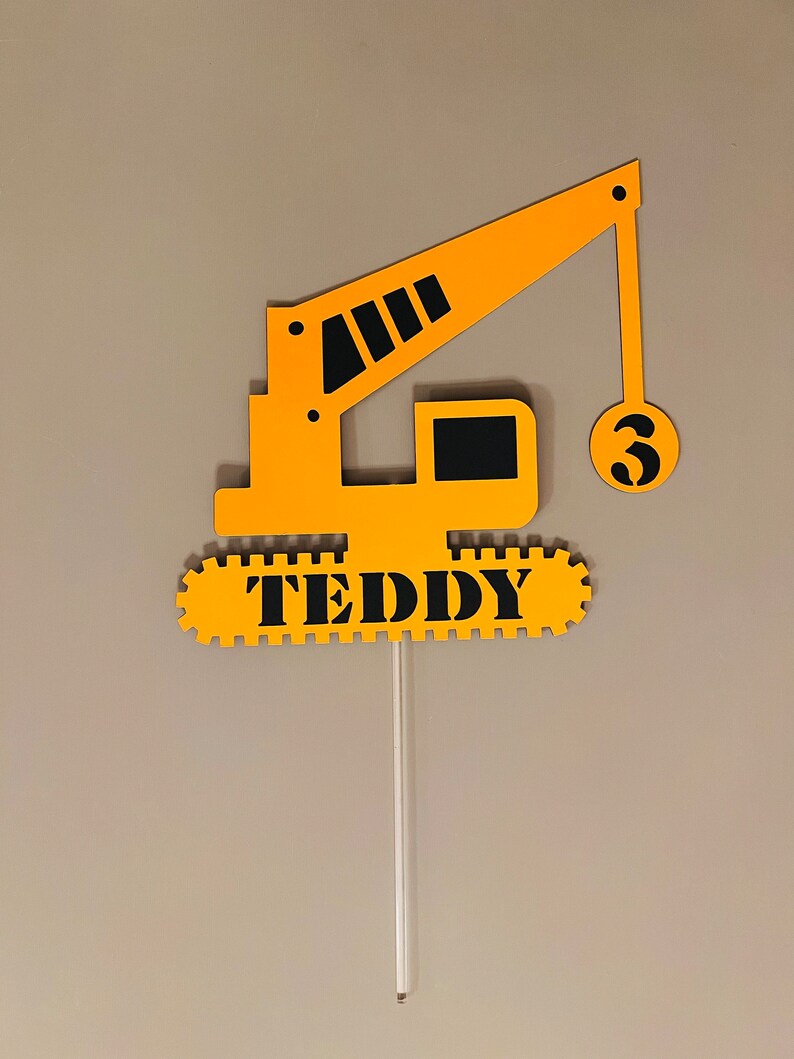 Construction Truck Cake Topper Wrecking Ball Crane Etsy
