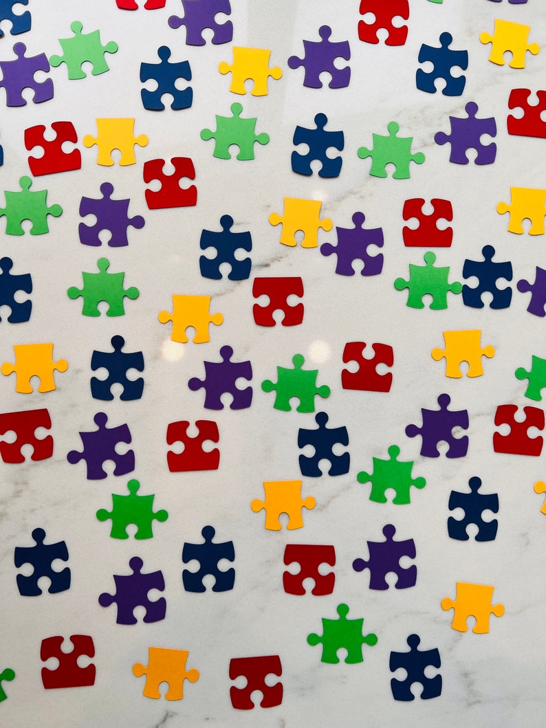 Puzzle Confetti Rainbow Puzzle Confetti Game Night Table Etsy