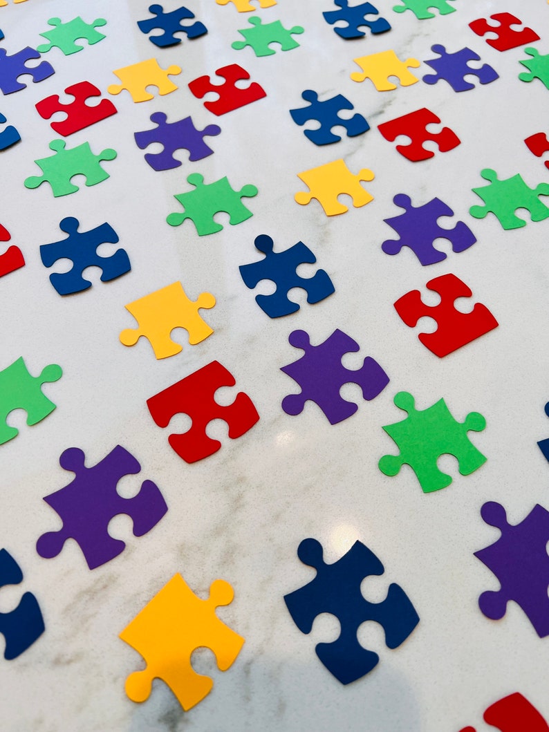 Puzzle Confetti Rainbow Puzzle Confetti Game Night Table Etsy