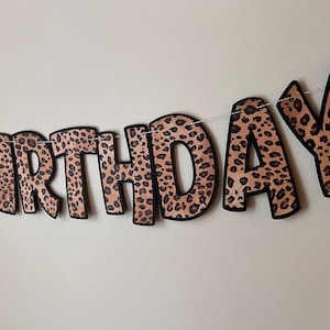 Cheetah Happy Birthday Cake Topper – Leopard Print Animal Silhouette Decor
