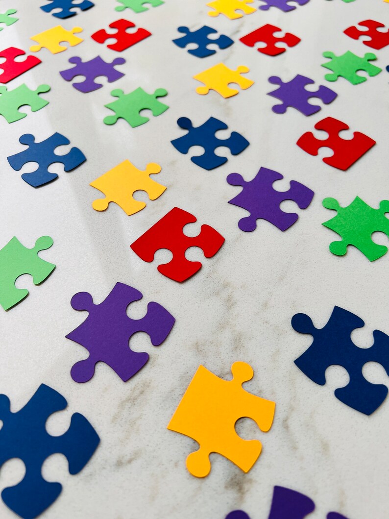 Puzzle Confetti Rainbow Puzzle Confetti Game Night Table Etsy