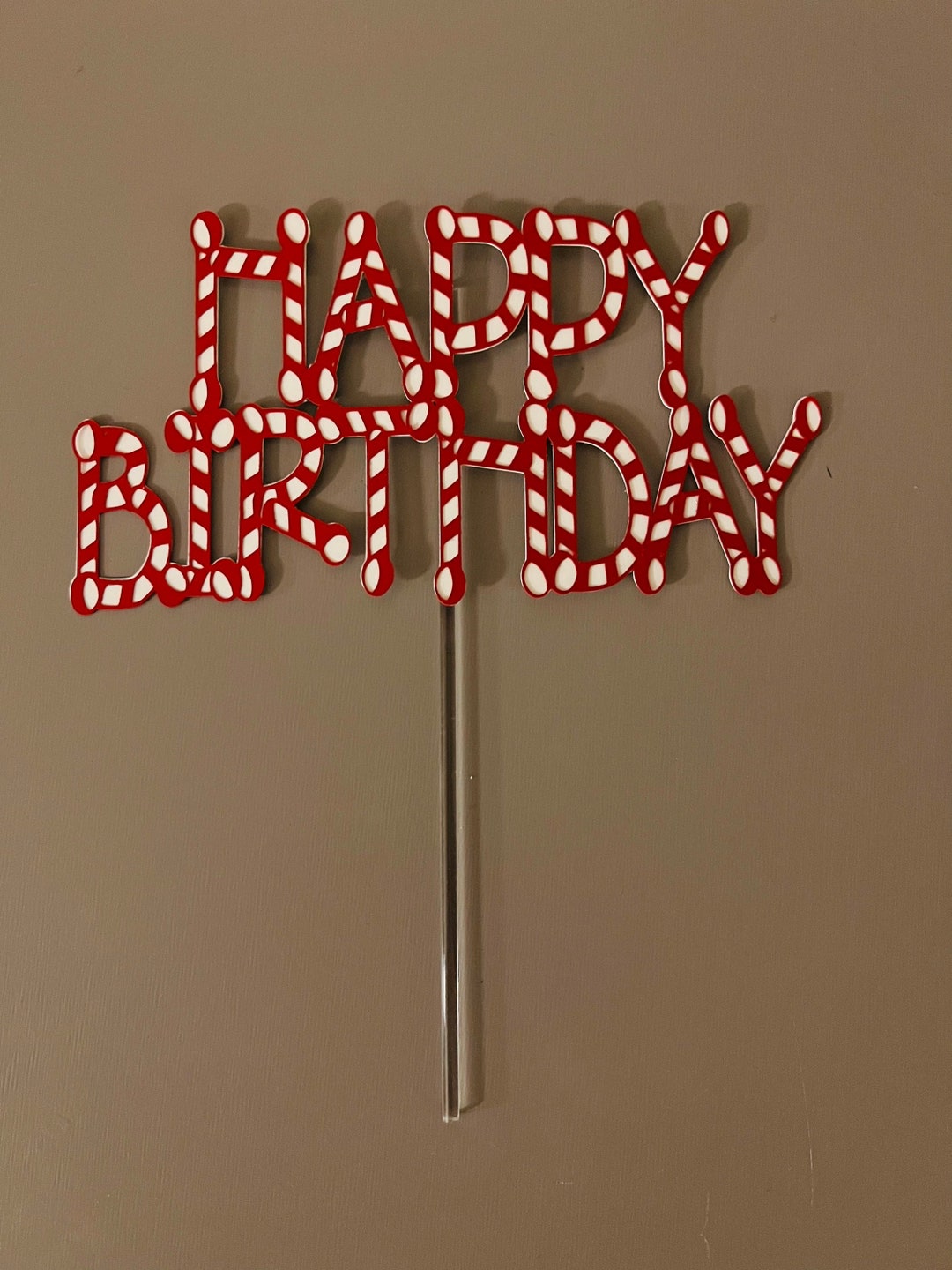 Candy Cane Happy Birthday Cake Topper Winter Wonderland Onederland