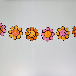 70s Flower Banner | Peace Sign Banner | Smiley Face Banner | Groovy Banner | Too Groovy | Two Groovy | Groovy One | 70s Birthday | Flowers