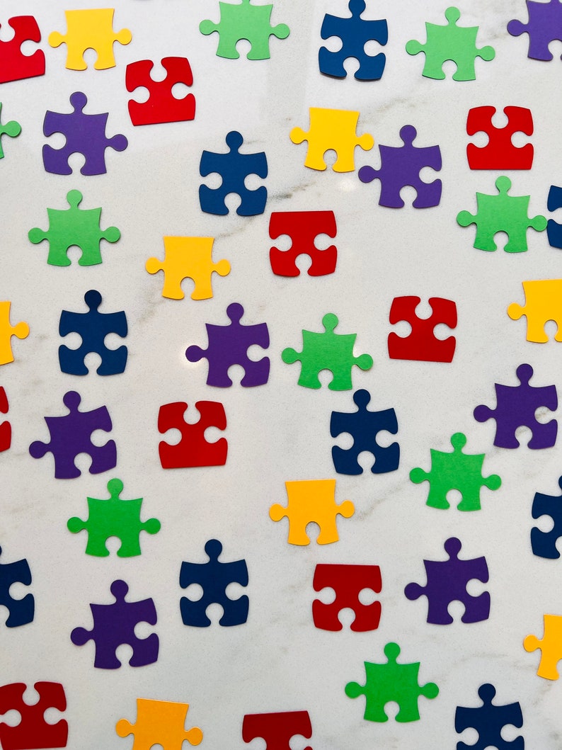 Puzzle Confetti Rainbow Puzzle Confetti Game Night Table Etsy