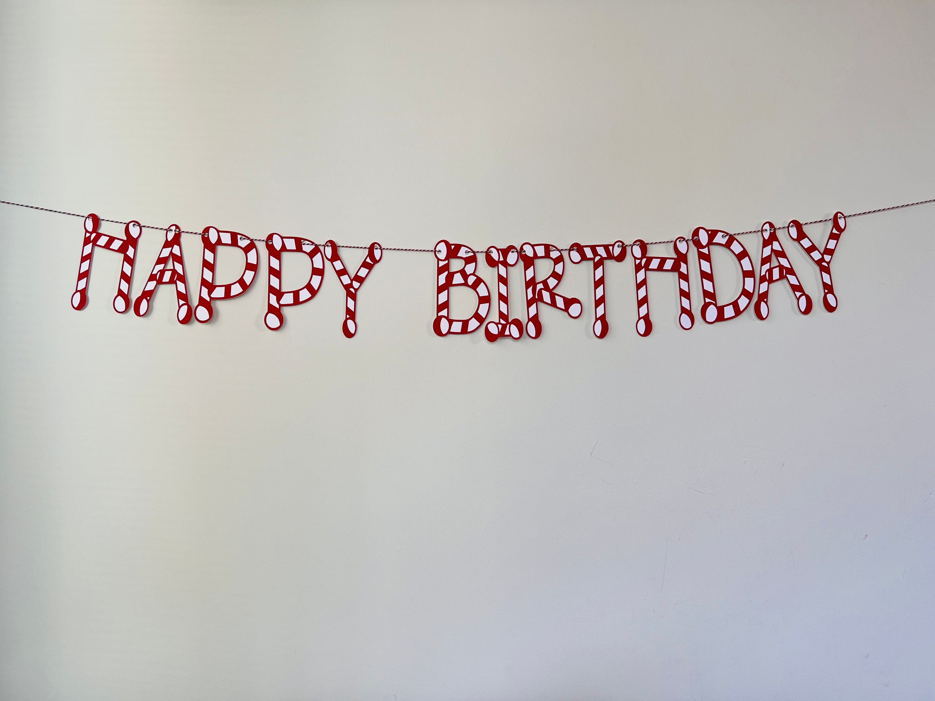 Candy Cane Happy Birthday Banner