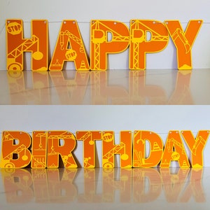 Construction Happy Birthday Banner | Construction Banner | Orange and Yellow Banner | Birthday Garland | Birthday Banner | Boy Birthday