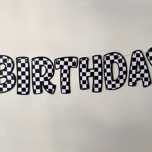 Checkered Black and White Happy Birthday Banner | Racing Birthday Decor | Race Car Birthday Party | Fast One | Two Fast | One Happy Dude