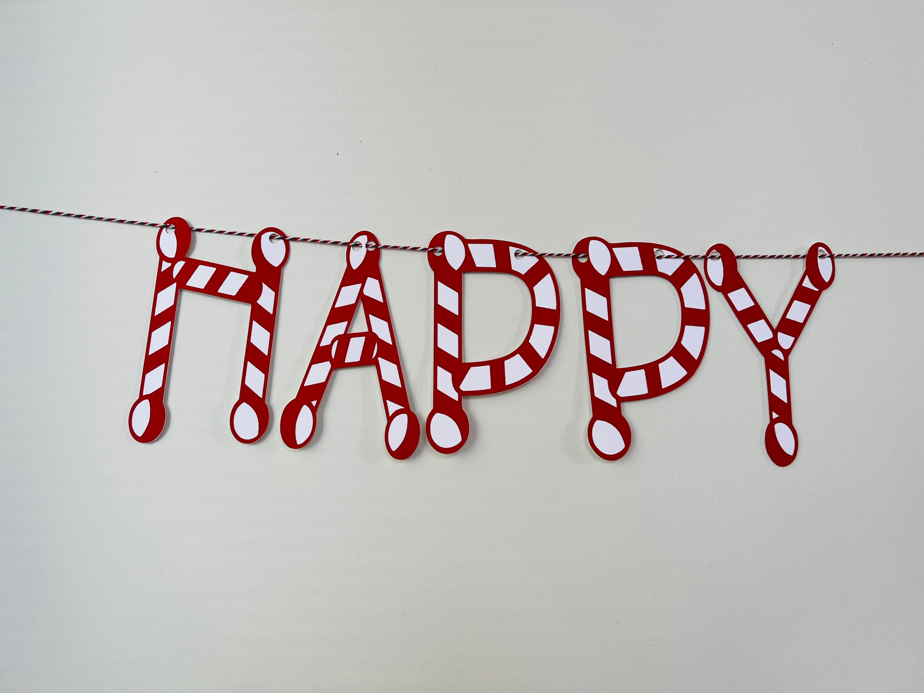 Candy Cane Happy Birthday Banner