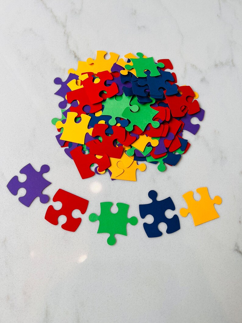 Puzzle Confetti Rainbow Puzzle Confetti Game Night Table Etsy