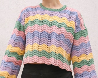 トップス eaphi FRONT WAVE CROCHET LIKE KNIT FRONT WAVE CROCHET LIKE KNIT CARDIGAN トップス