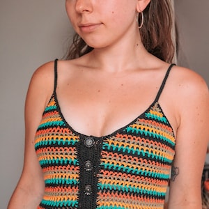 Crochet Mesh Top With Buttons Pattern