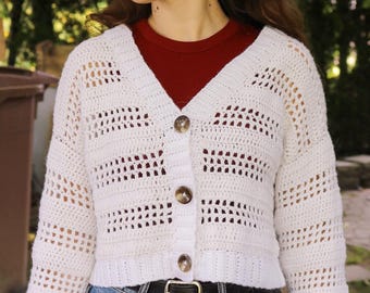 Crochet Cardigan Pattern - Bari V-Neck Oversized Sweater (PDF Pattern)