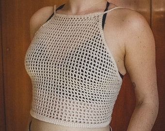 Crochet Summer Mesh Halter Top Pattern