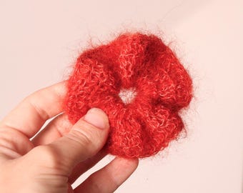 Mönster för virkad mohair-silkes-scrunchie – Nybörjar-DIY (PDF-mönster)