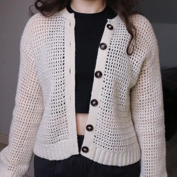 Crochet Mesh Cardigan Pattern | Women's Oversized Sweater (PDF