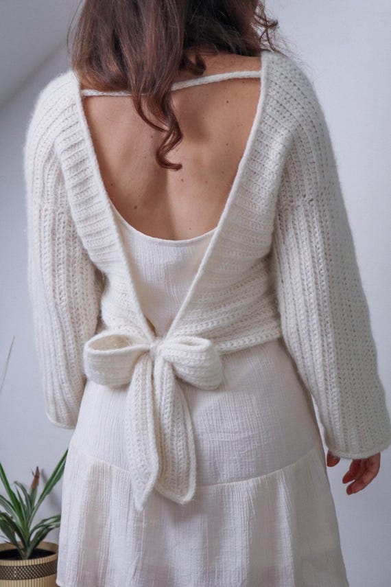 white sweater dress open back Dress White Backless Sweater Sweater Dress Open Back Jumper Dress Women's Sexy Tie Open Back