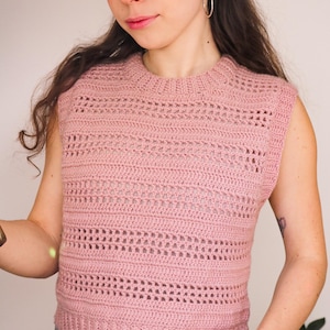 Crochet Mesh Vest Pattern – Bari Slipover, Beginner Friendly (PDF Pattern)
