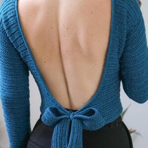 Crochet Blouse Pattern – Backless Top with Bow Tie (PDF) image 2