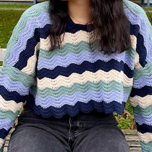 WAVY STRIPE CROCHET STITCH SWEATER TANK