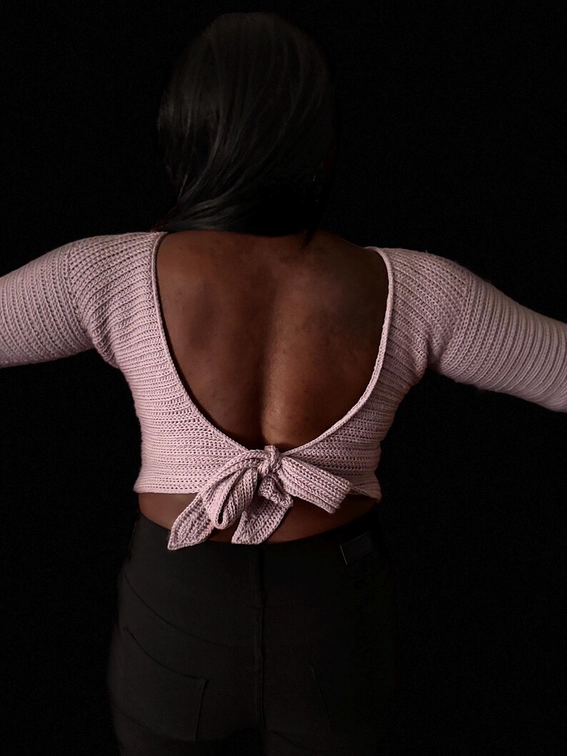 Crochet Blouse Pattern – Backless Top with Bow Tie (PDF) image 11
