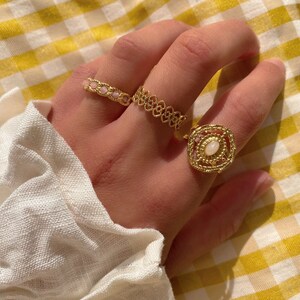 Danae Ring, Golden Open Work Ring, Minimalist Jewelry, Handmade Unique Jewelry, Gift Idea, Stainless Steel, Waterproof Ring Jewelry image 3