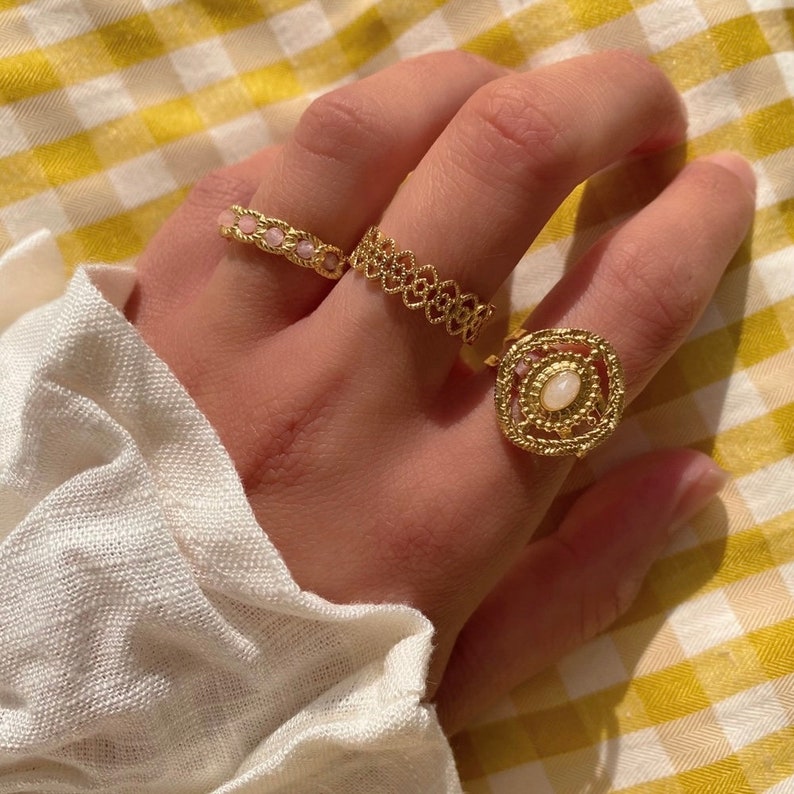 Danae Ring, Golden Open Work Ring, Minimalist Jewelry, Handmade Unique Jewelry, Gift Idea, Stainless Steel, Waterproof Ring Jewelry image 2