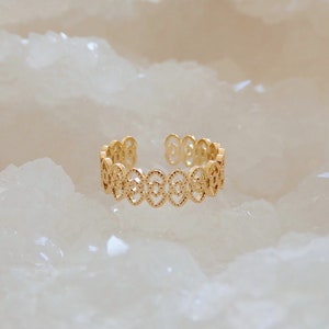 Danae Ring, Golden Open Work Ring, Minimalist Jewelry, Handmade Unique Jewelry, Gift Idea, Stainless Steel, Waterproof Ring Jewelry image 1