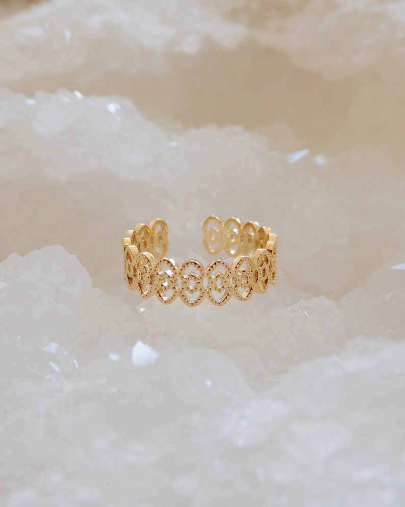 Danae Ring, Golden Open Work Ring, Minimalist Jewelry, Handmade Unique Jewelry, Gift Idea, Stainless Steel, Waterproof Ring Jewelry image 1