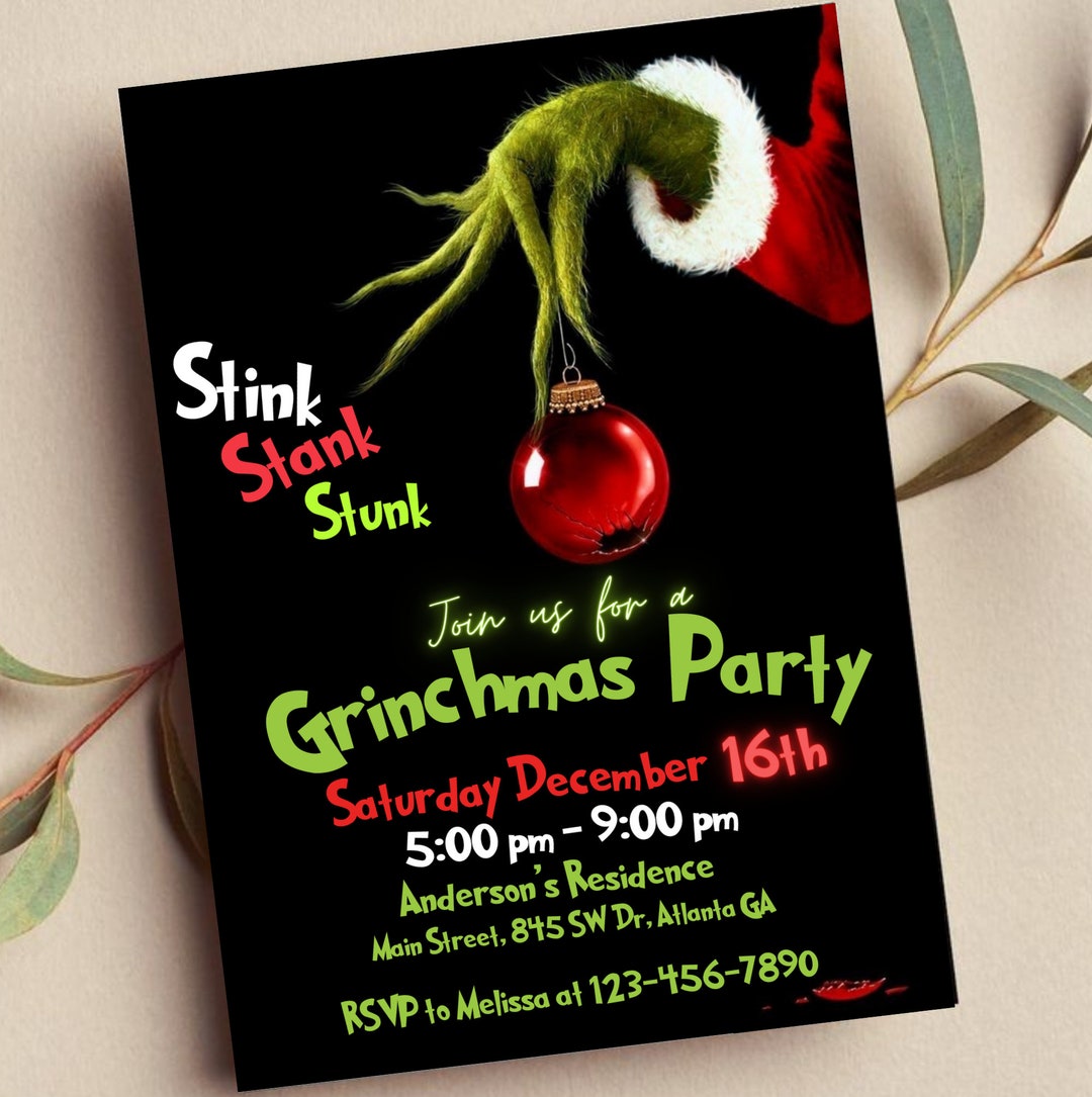 Grinch Party Invitation Grinch Invite Holiday Party Invite Christmas Grinch Party Invitation Grinch Invite Holiday Party Invite Christmas