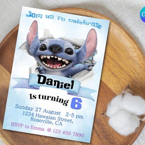 Stitch Invitation, Stitch Birthday Card, Stitch Kids Invite, Birthday Invite, Lilo and Stitch, Birthday Invitation, Editable Template, luau